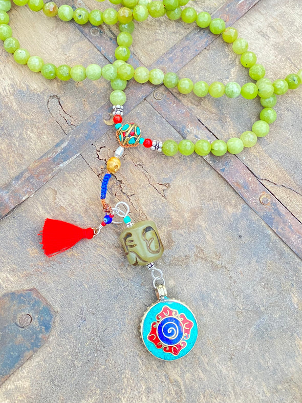 Lemon Lime Jade Mala. Prayer Beads. Rosario 📿