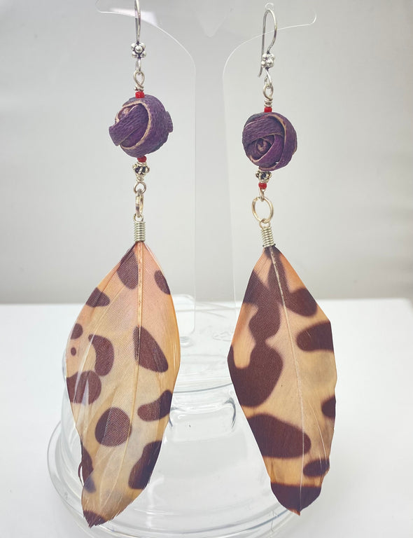 Orange Peel & Feather Earrings